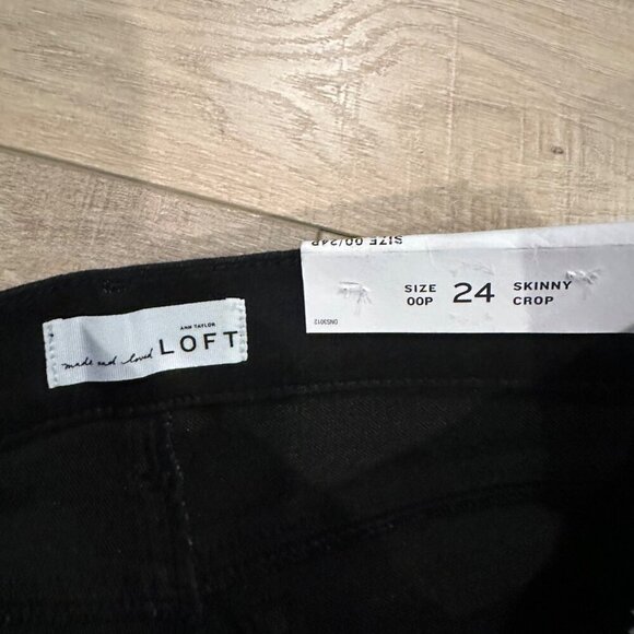 Ann Taylor Loft Black Skinny Crop Jeans 24/00P Womens Petite Denim NEW - Picture 5 of 9